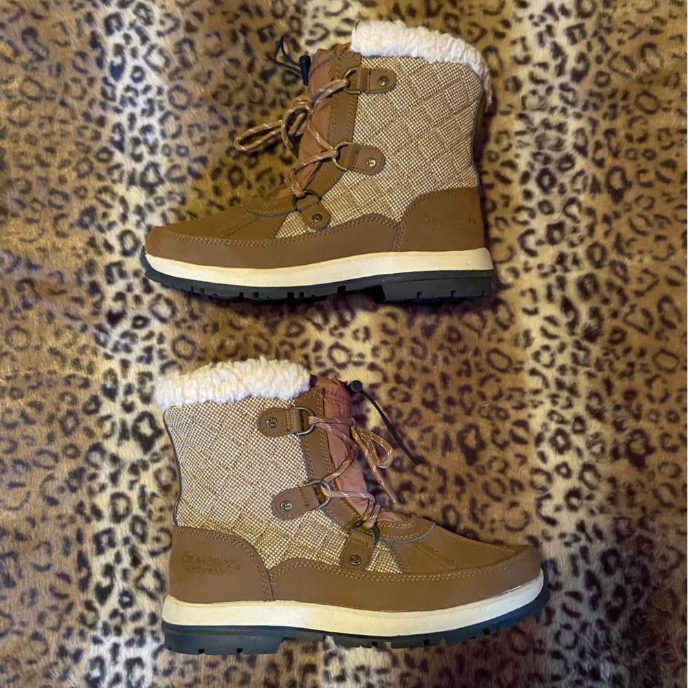 BearPaw Tan and Cream Winter Boots